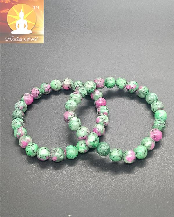 Buy Natural Ruby Zoisite Bracelet Crystal Stone 8mm Faceted Bead Bracelet  for Reiki Healing and Crystal Healing Stone Color  Green  Globally