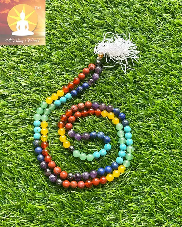 7 Chakra Mala Tassel Necklace | Handmade Natural Stone Beaded Necklace –  Sehaya